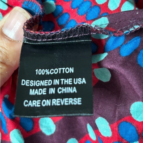 D'IYANU Anola Women's African Print Dress (Red Indigo Circles) NWT 1X - Picture 12 of 14